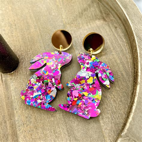 Easter Earrings Leopard Print Women Gift Acrylic Jewelry Rabbit …