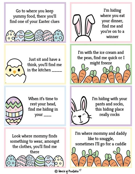 Easter Egg Hunt Clues Printable Uk