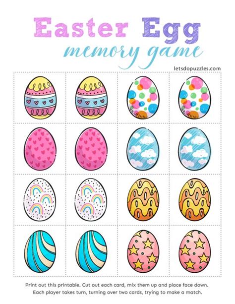 Easter Eggs Memory Game Mr Printables