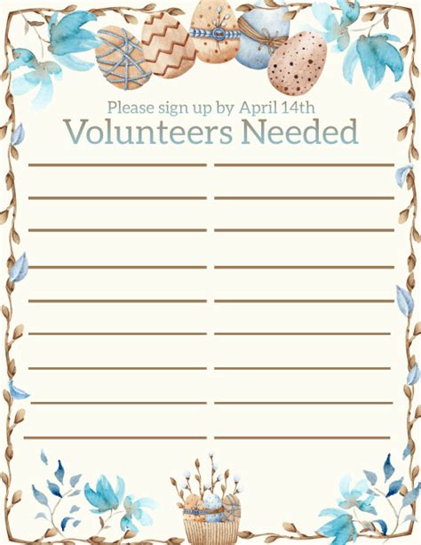 Easter Event Volunteer SignUp Sheet Template PosterMyWall