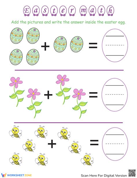 Easter Math Busy Bee Addition Worksheet