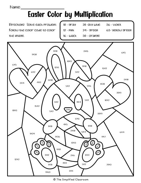 Easter Multiplication Color Worksheets Times Tables Worksheets