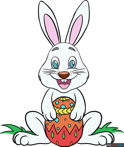Easter bunny drawing. Below shows an Easter bunny inside an Easter egg, one of a few drawings I did back in March 2020. Over the weekend I decided to add a splash of colour to them. Easter bunny holding an Easter egg… This Easter bunny holding an Easter egg looks pretty hungry! Looking at the size of this chocolate egg, he will probably get a tummy ache. Easter ... 