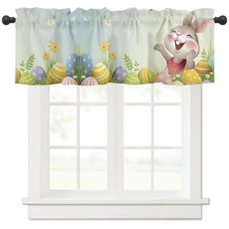 🐇【1 Panel Easter Kitchen Valances for Windows】🐇: Package Includes 1 PCS easter window valances. Each easter curtain measures 54 Inch wide by 18 Inch long(137x45cm). 🐣【Polyester Spring Valance Curtains With Rod Pocket】🐣: This spring valances is made of environmentally friendly and durable polyester, with 3" rod pocket top ...
