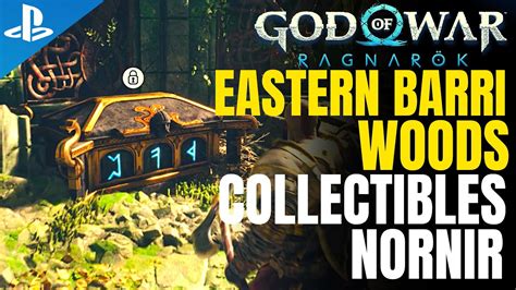 Related: How to unlock the Western Barri Woods in God of War Ragnarok. Next, you'll continue to the Eastern Barri Woods region which, as you'll see if you check your map, has five collectibles to find: one Nornir Chest, one Legendary Chest, one Artifact, one of Odin's Ravens, and one "Undiscovered. 