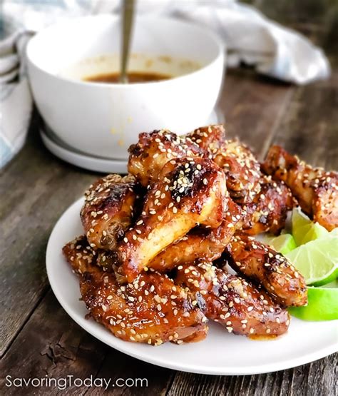 Easy, Baked Chicken Wings with Thai Chili Sesame Sauce