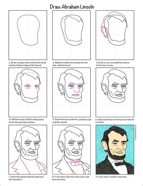 Easy Abraham Lincoln StepbyStep Tutorial Easy Drawing Guides