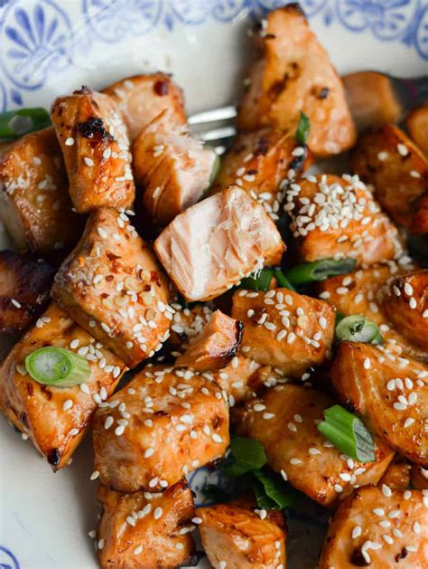 Easy Air Fryer Salmon Bites with Teriyaki Sauce