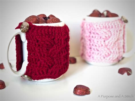 Easy Cabled Mug Cozy- Free Pattern - A Purpose and A Stitch