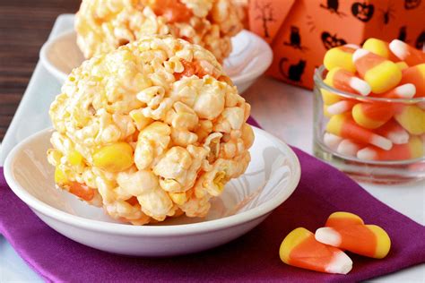 Easy Candy Corn Popcorn Balls Recipe Hungry Girl