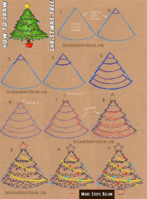 Easy Christmas Tree Drawing Step By Step