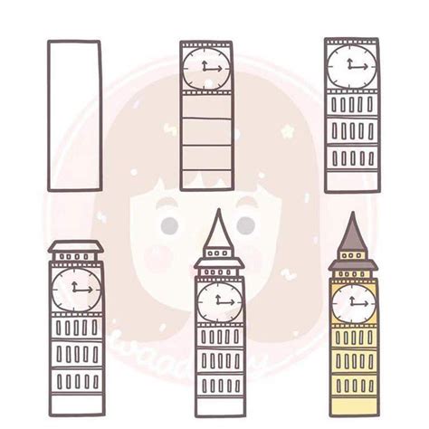 Easy Clock Tower Drawing