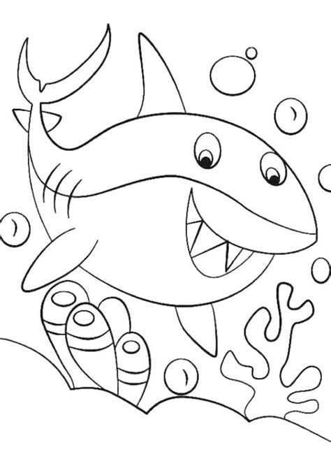 Easy Cute Shark Coloring Pages for Kids - Free Printable