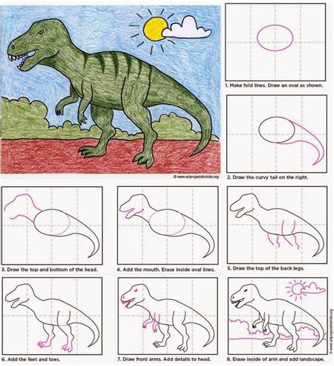 Easy Dinosaur Drawing T Rex Drawing Tutorial Easy