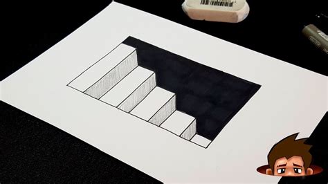 Easy Drawing! How to Draw 3D Stairs with Hole 3D Art for Kids 3d