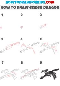 Easy Drawing Tutorial Minecraft Ender Dragon Step by Step Pugh Therned
