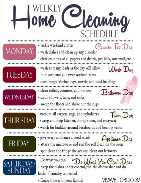 Easy Home Cleaning Schedule