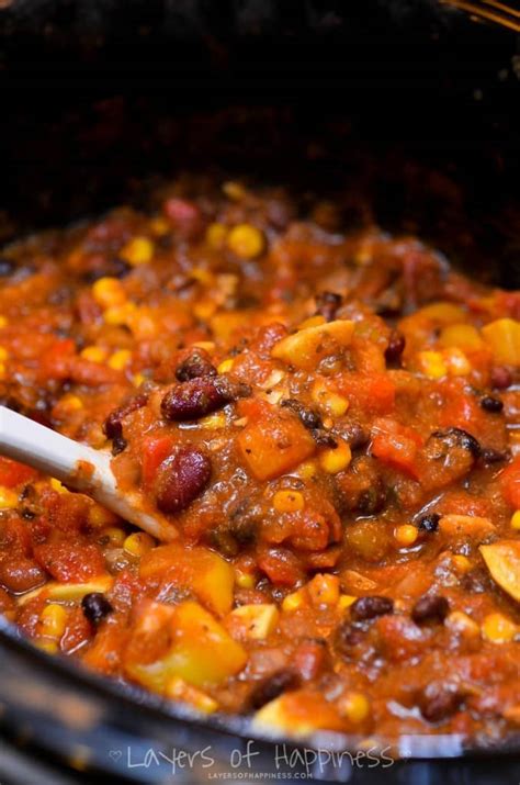 Easy Homemade Vegetarian Chili Crockpot - Layers of …