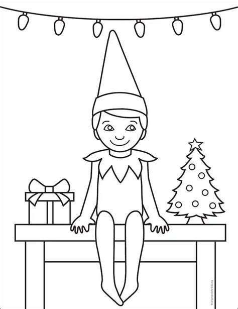 Easy How to Draw Elf on the Shelf and Coloring Page