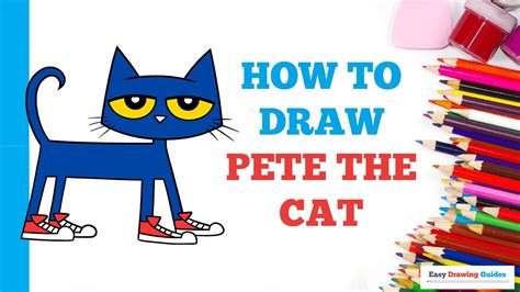 Easy How to Draw Pete the Cat Tutorial & Pete Cat Coloring Page