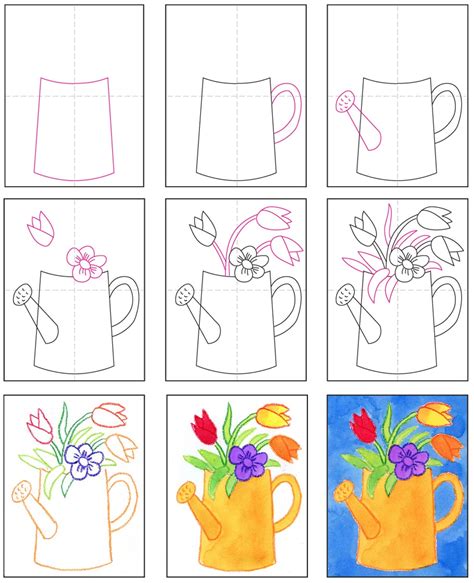Easy How to Draw Spring Flowers Tutorial Video and Spring Flowers