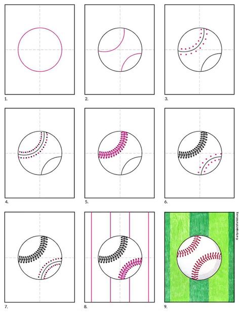Easy How to Draw a Baseball Tutorial and Baseball Coloring Page