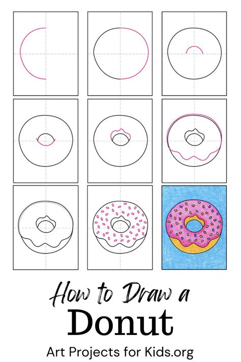 Easy How to Draw a Donut Tutorial and Donut Coloring Page
