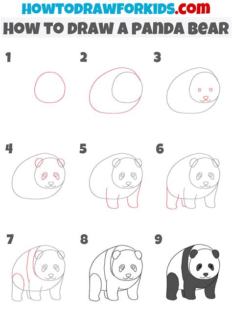 Easy How to Draw a Panda Bear Tutorial and Panda Coloring Page