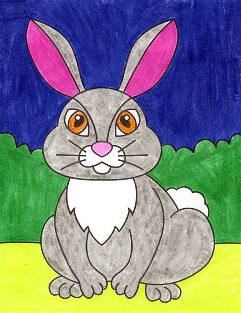 Easy How to Draw a Rabbit Tutorial and Rabbit Coloring Page