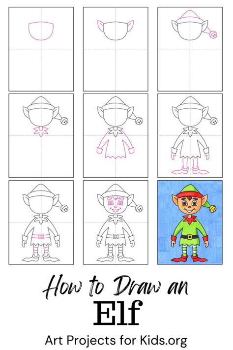 Easy How to Draw an Elf Tutorial and Elf Coloring Page