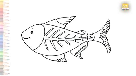 Easy How to Draw an XRay Fish Tutorial and Coloring Page