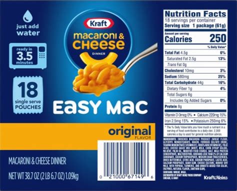 Easy Mac Nutrition