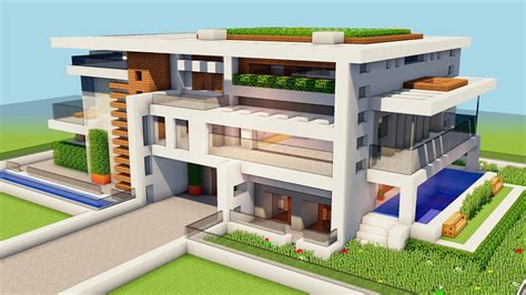 Easy Minecraft Large Modern House Tutorial How to Build a House in
