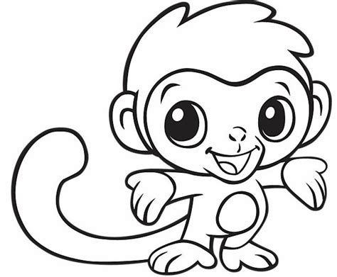 Easy Monkey Coloring Pages