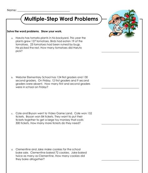 Easy MultiStep Word Problems Word Problems Worksheet