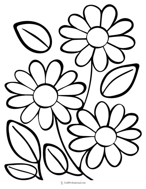 Easy Simple Flower Coloring Pages