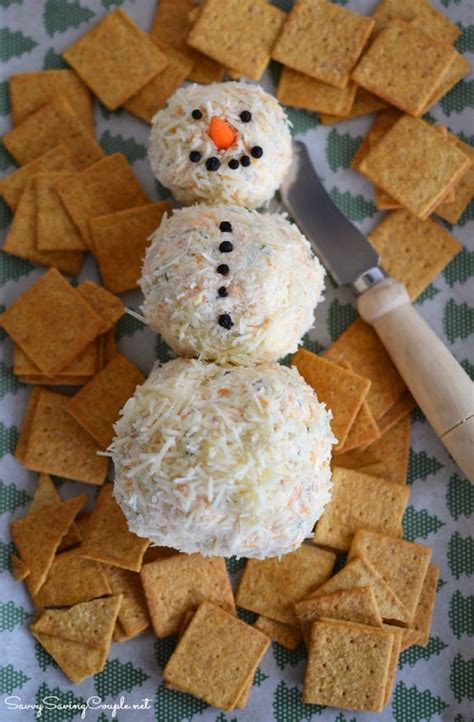 Easy Snowman Cheese Ball Recipe - Savvy Saving Couple