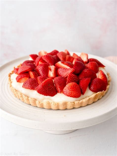 Easy Strawberry Custard Tart With Shortbread Crust