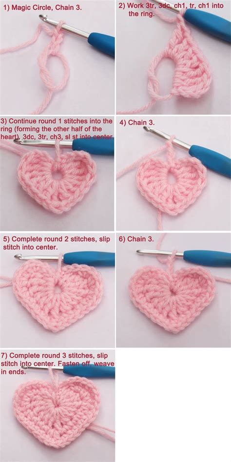 Easy Tiny Crochet Heart Pattern Photo Tutorial in 2023 Crochet