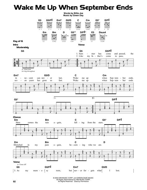 Easy Wake Me Up When September Ends Guitar Chords