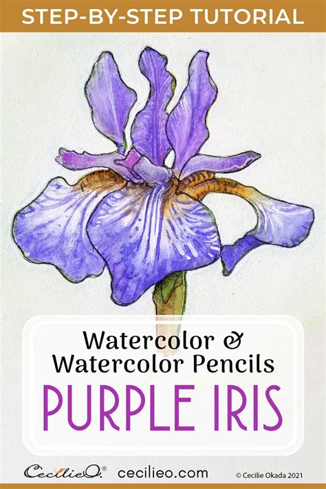 Easy Watercolor Iris Flower Painting with Galaxy Background