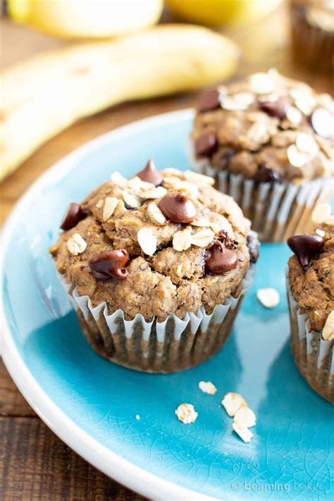 Easy healthy chocolate chip banana oat muffins