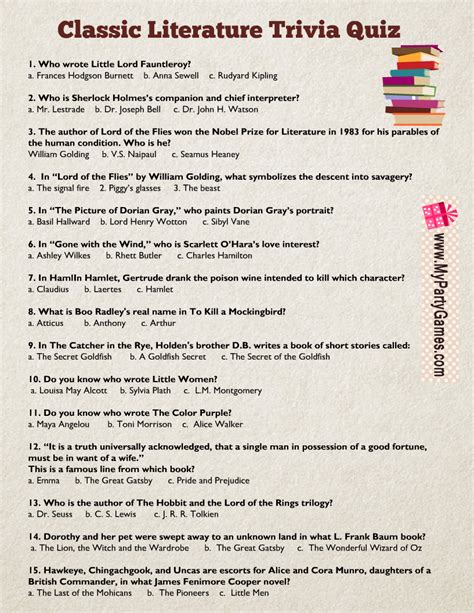 Easy literature quiz with answers