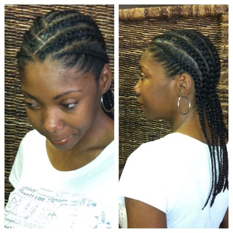 A cornrow can be done in around 10 minutes by f