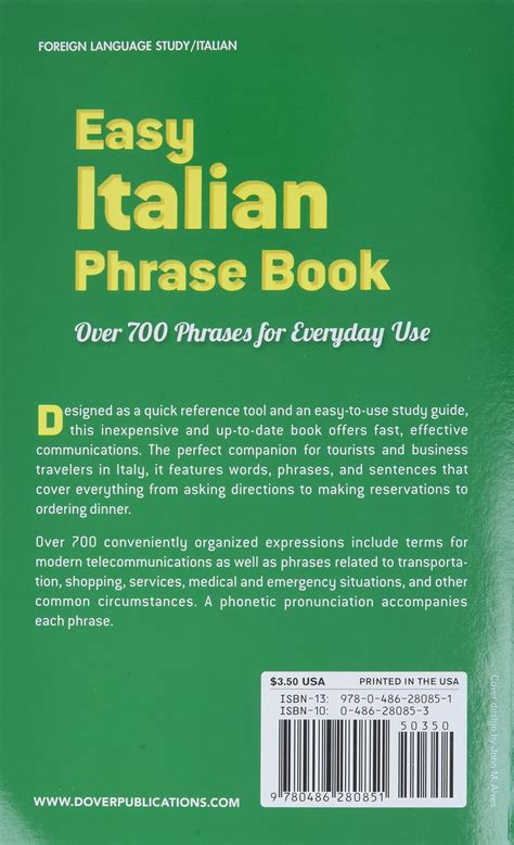 Full Download Easy Italian Phrase Book 770 Basic Phrases For Everyday Use By Dover Publications Inc