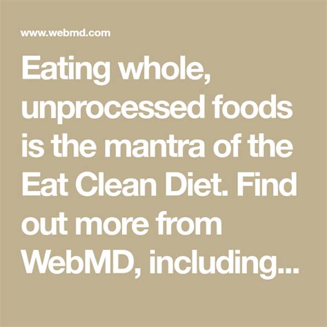 Eat Clean Diet Review: Unprocessed Foods for Weight Loss - WebMD