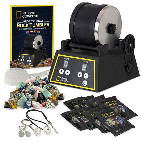 Rock Tumbler Kit,Turns Rough Rocks into Beautiful Gems,With Button 7 Day  Polish