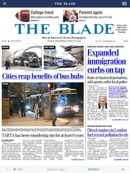 Explore local Toledo news you care about on your terms. The Blade app offers top-notch stories from award-winning journalists in three unique ways: • Enjoy the traditional paper-like layout of eBLADE over your morning coffee. • Choose to slide through the immersive, interactive and photo-rich NewsSlide. • Or open News Alerts to discover ...