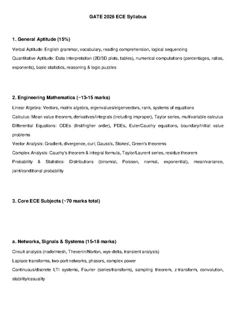Ece 2020 syllabus. T - Class Test, TOT - The document outlines the core topics co...
