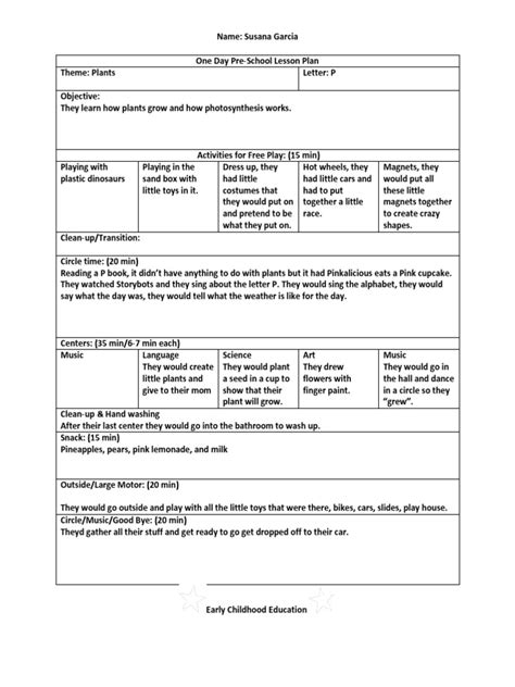 Ece Lesson Plan Template